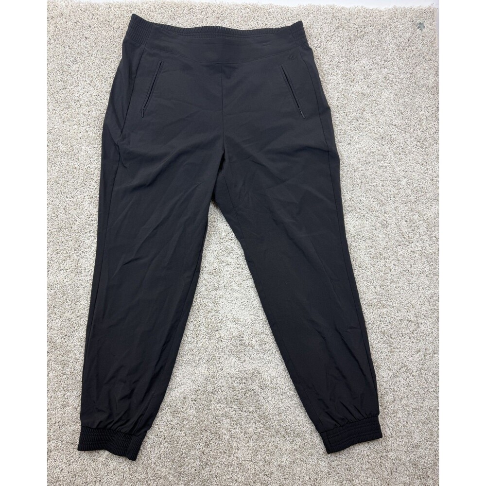 Calvin Klein Women's L Black Modern Commute Jogger Pants Zip Pockets Stretch CK